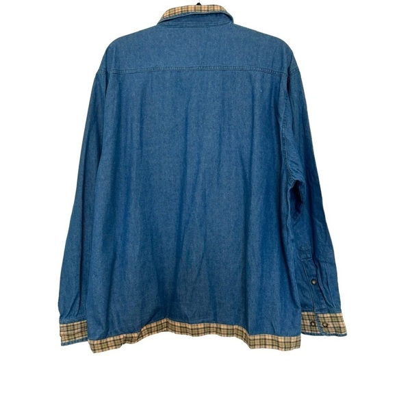 Vintage Lighthouse Apparel Chambray Scarecrow Embroidered Button Down Shirt - Picture 2 of 6